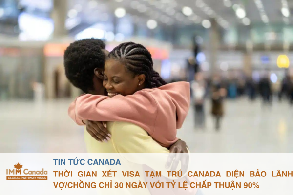 Thời gian xét visa tạm trú Canada diện bảo lãnh vợchồng chỉ 30 ngày với tỷ lệ chấp thuận 90%